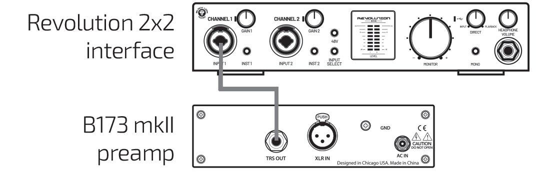 How to connect audio interface to preamp